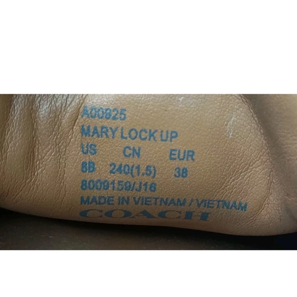 Coach New York Womens Mary Lock Up Leather Slip On Tan Loafers Shoes Size 8 B - Picture 9 of 9